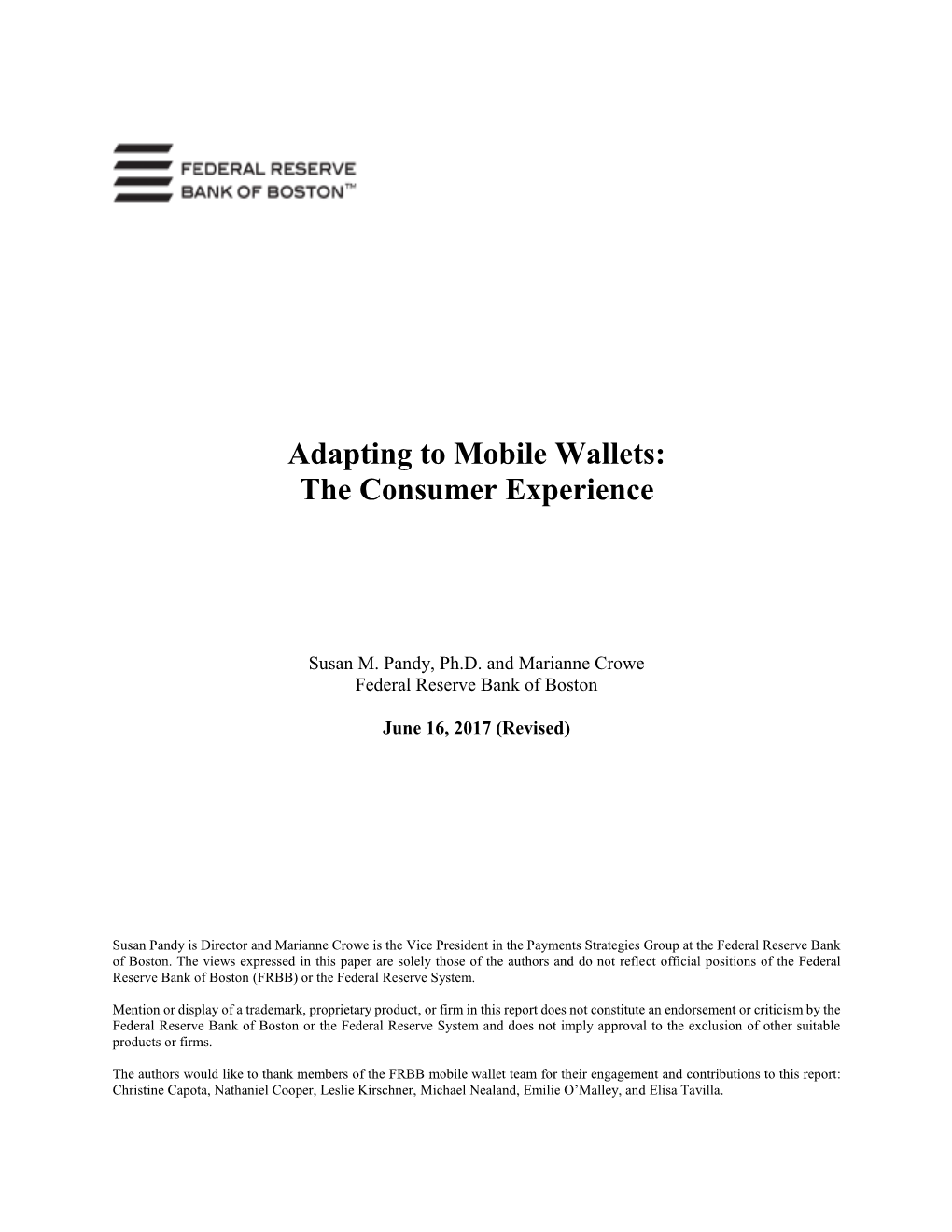 Adapting to Mobile Wallets: the Consumer Experience