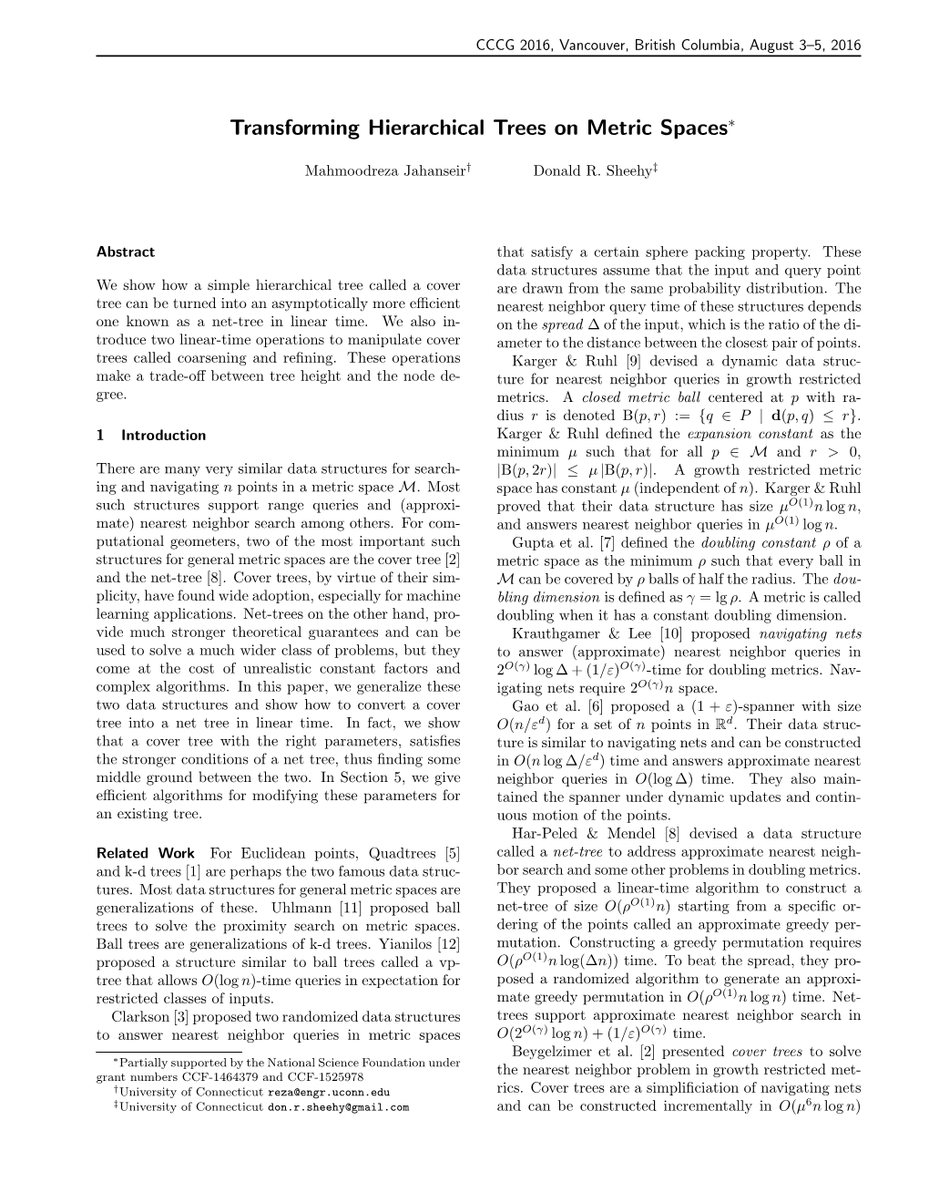 Transforming Hierarchical Trees on Metric Spaces∗