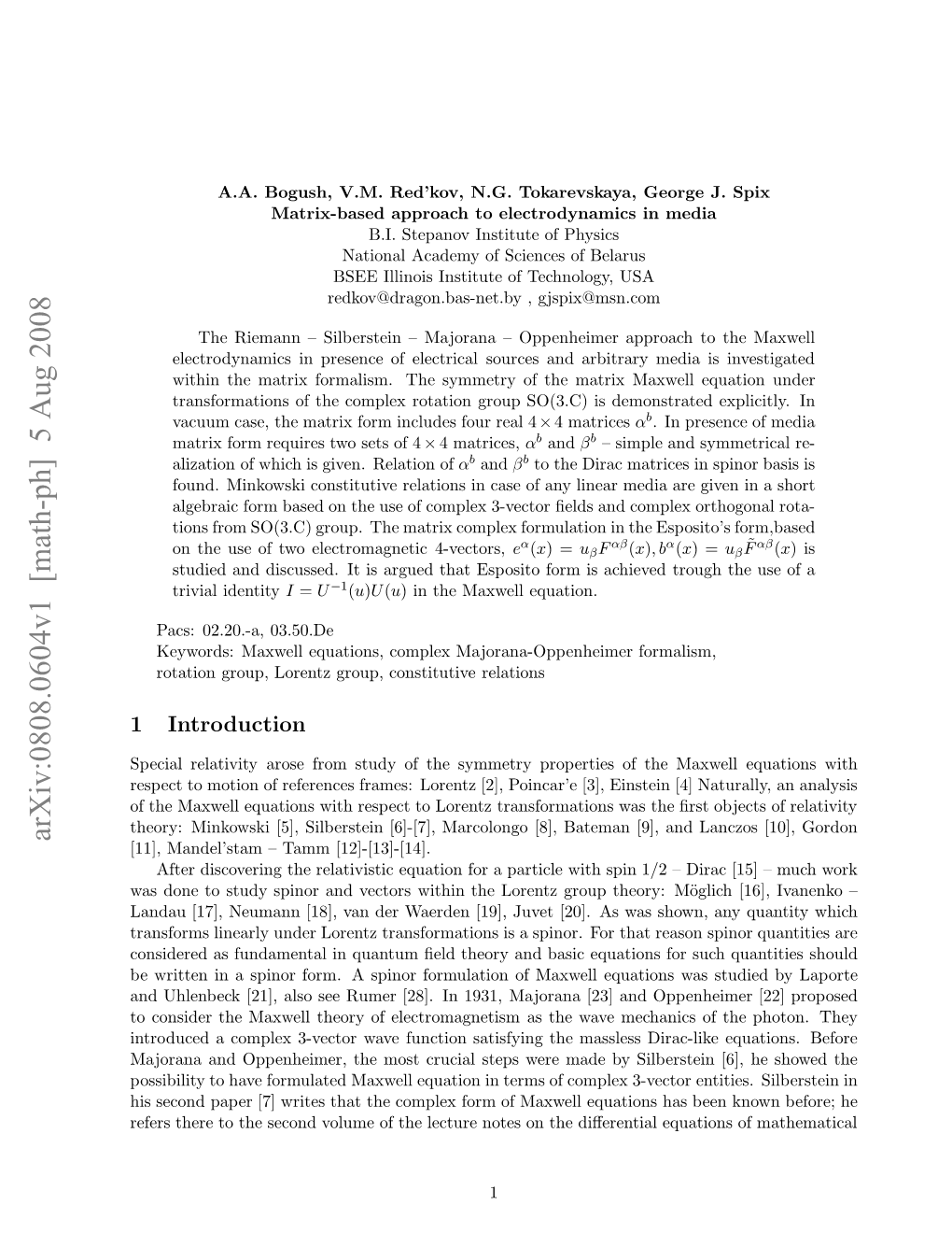 Matrix-Based Approach to Electrodynamics in Media