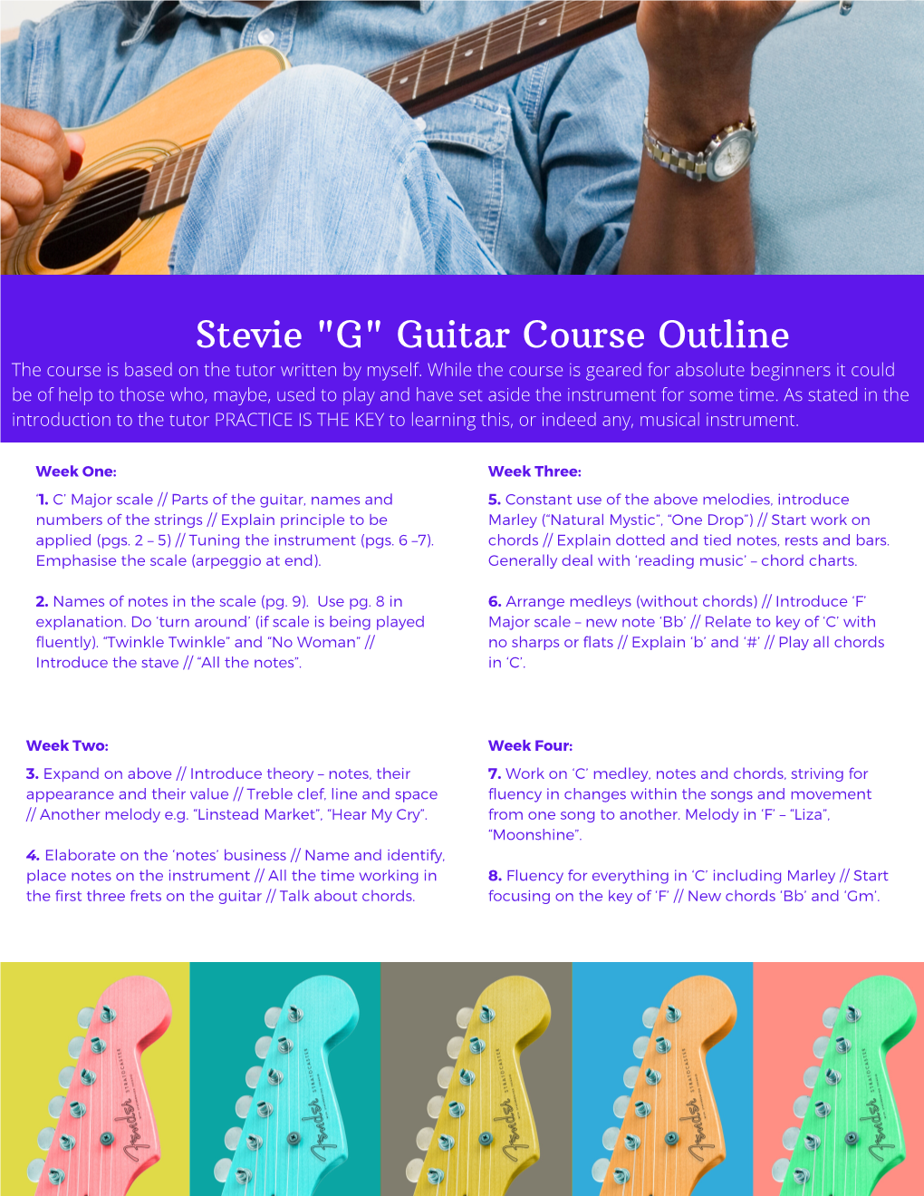 Guitar Course Outline the Course Is Based on the Tutor Written by Myself