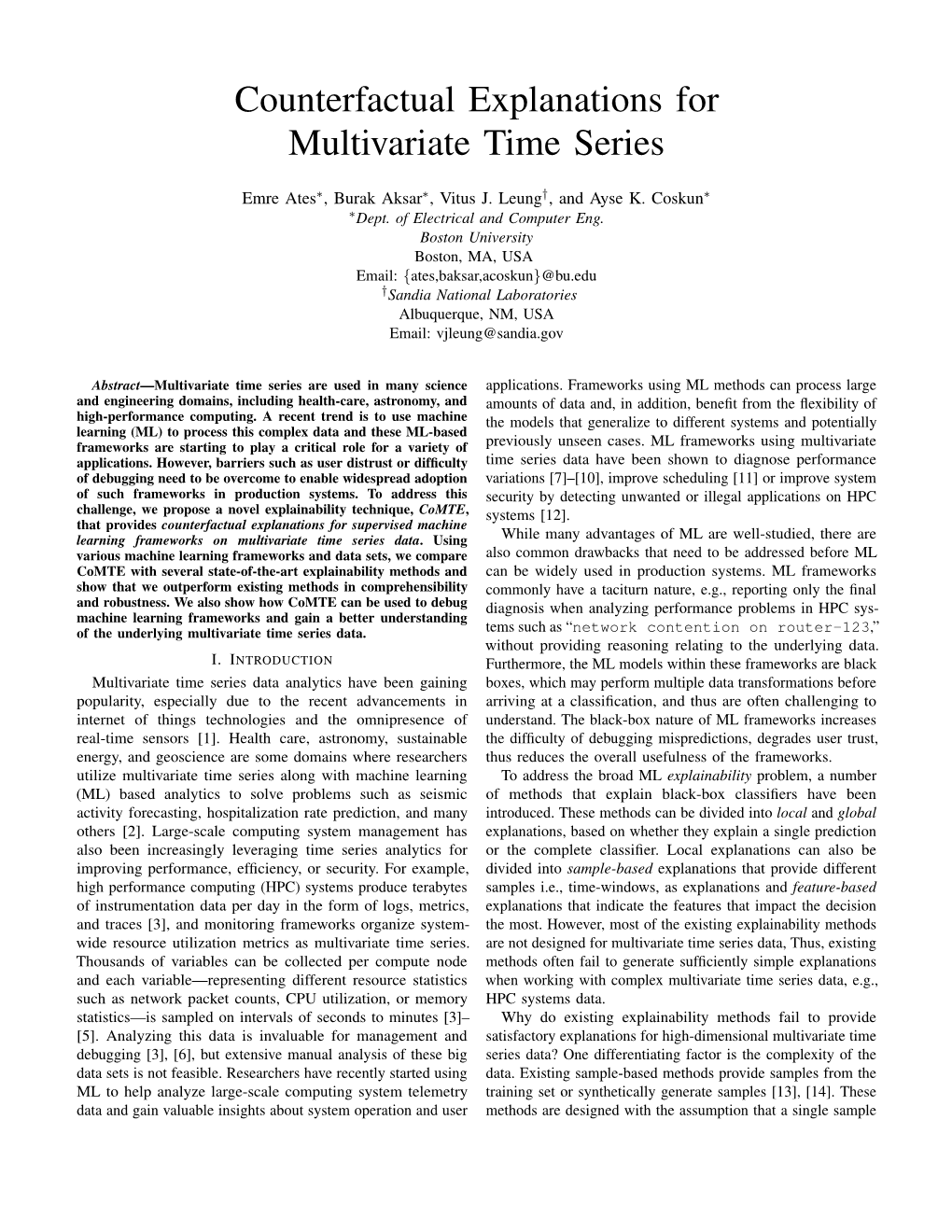 Counterfactual Explanations for Multivariate Time Series
