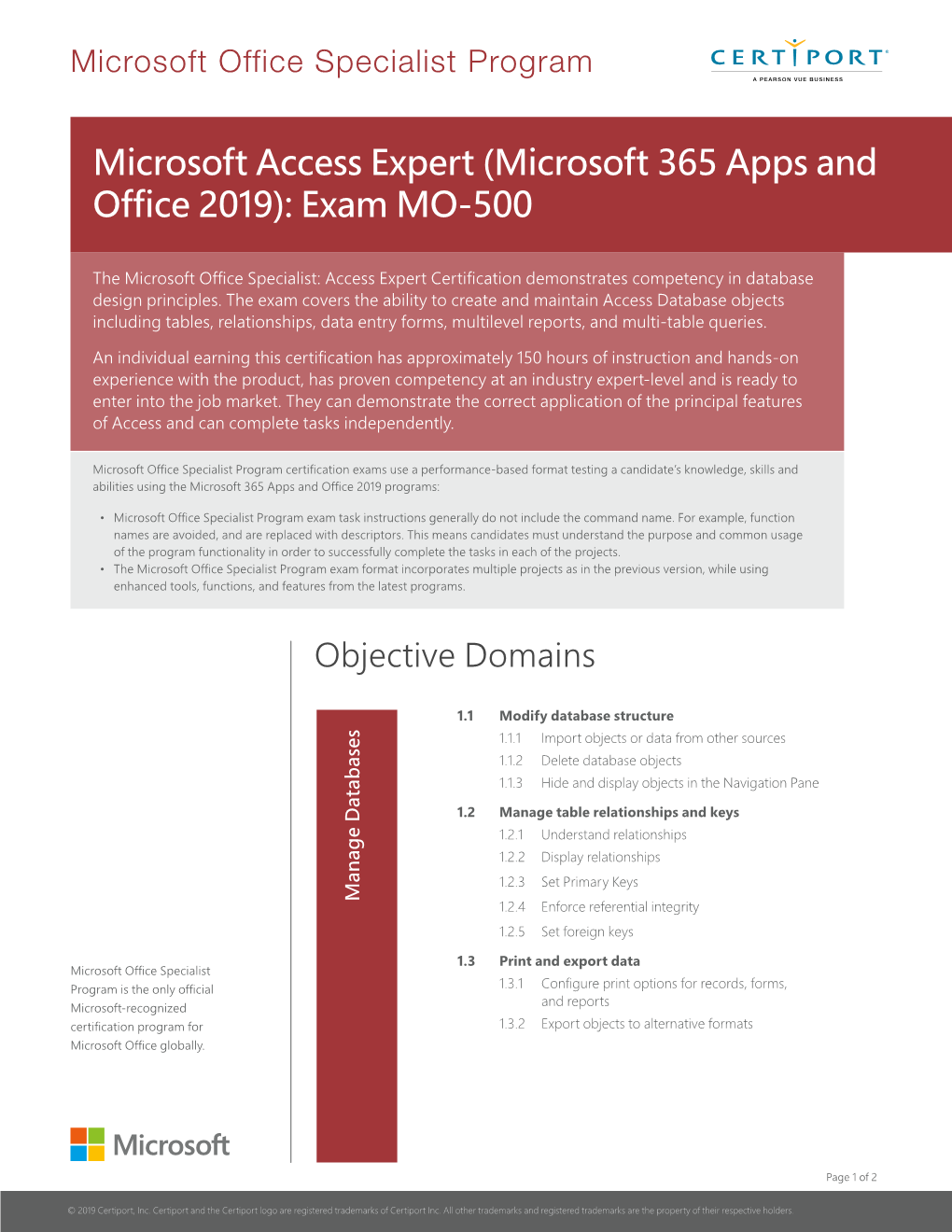 Microsoft Access Expert (Microsoft 365 Apps and Office 2019): Exam MO-500