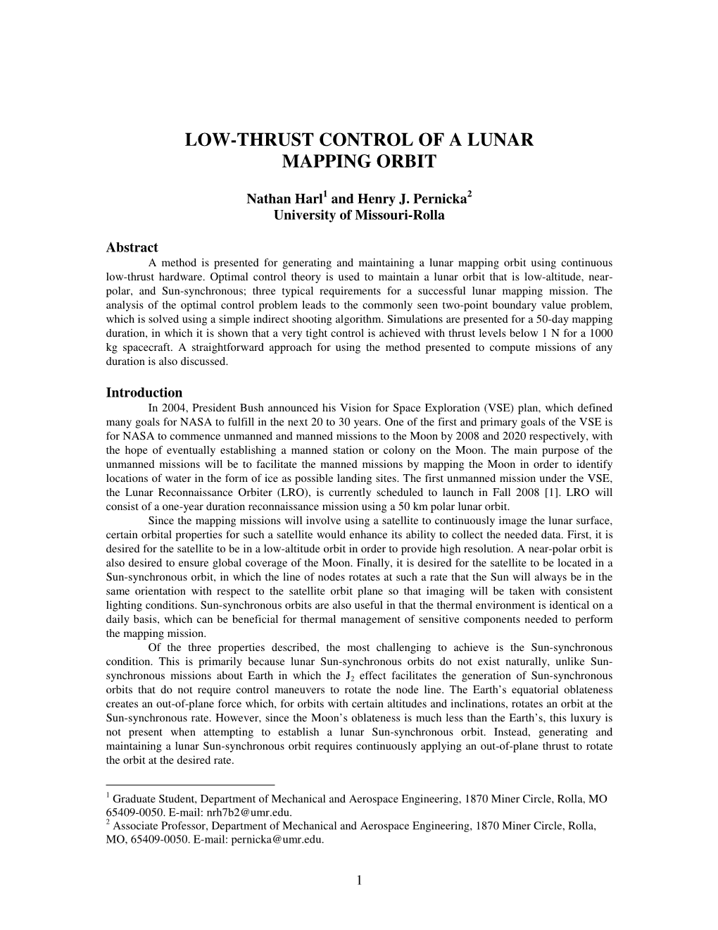 Low-Thrust Control of a Lunar Mapping Orbit