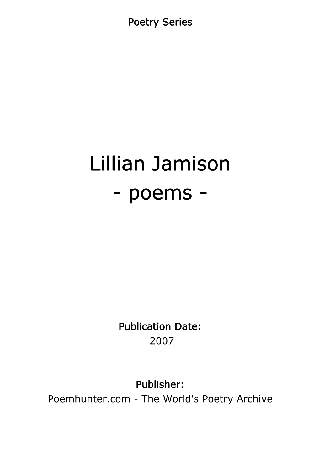 Lillian Jamison - Poems