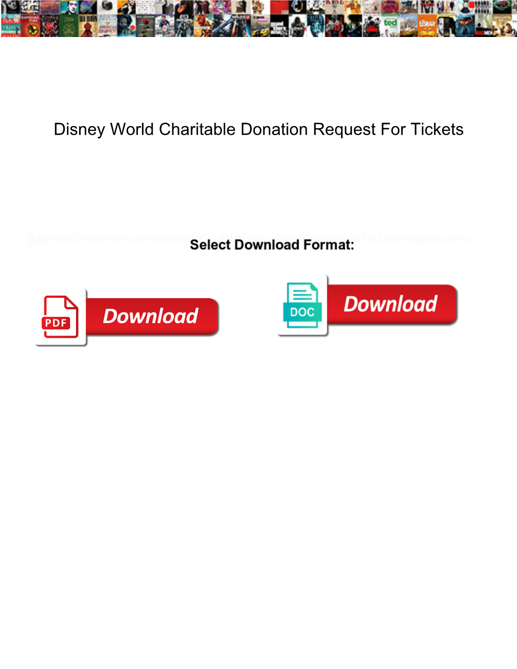 Disney World Charitable Donation Request for Tickets