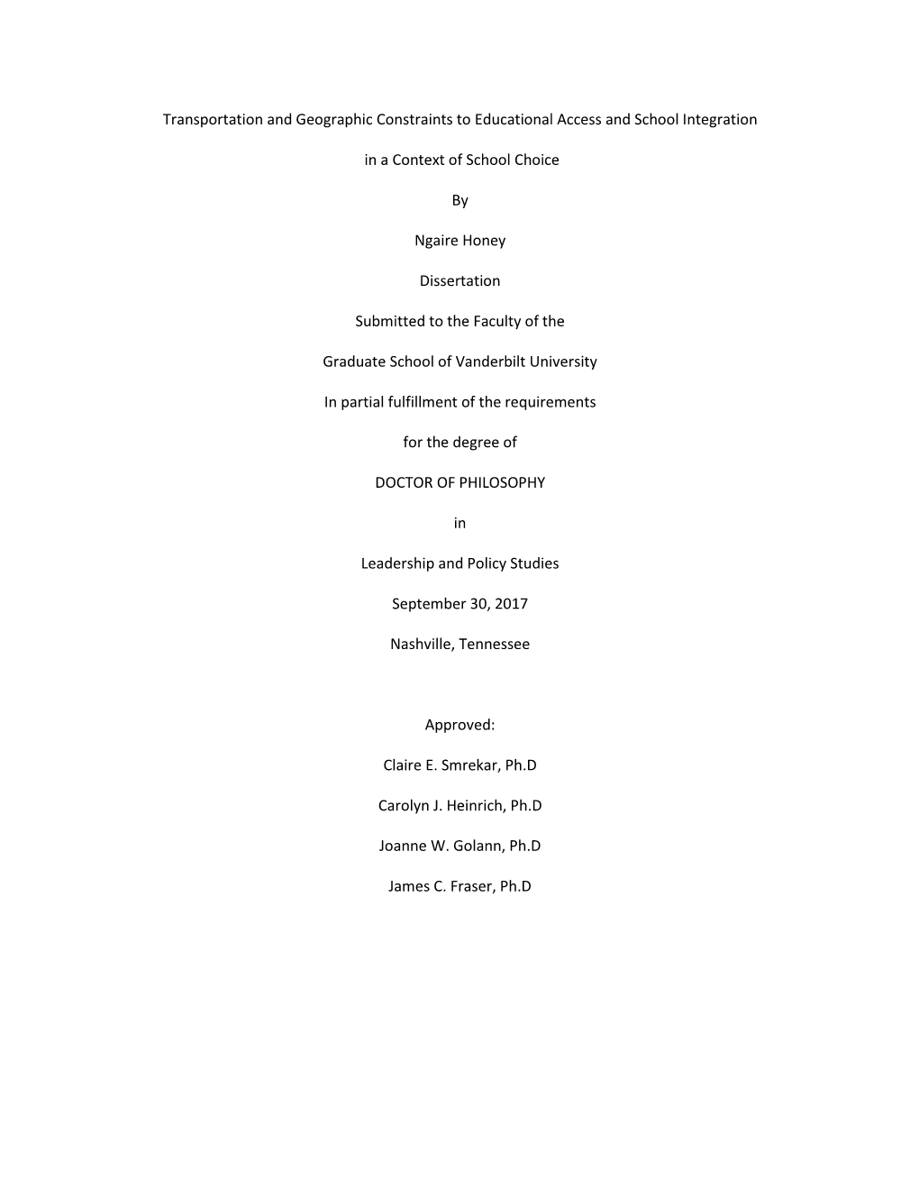 Transportation and Geographic Constraints to Educational Access and School Integration