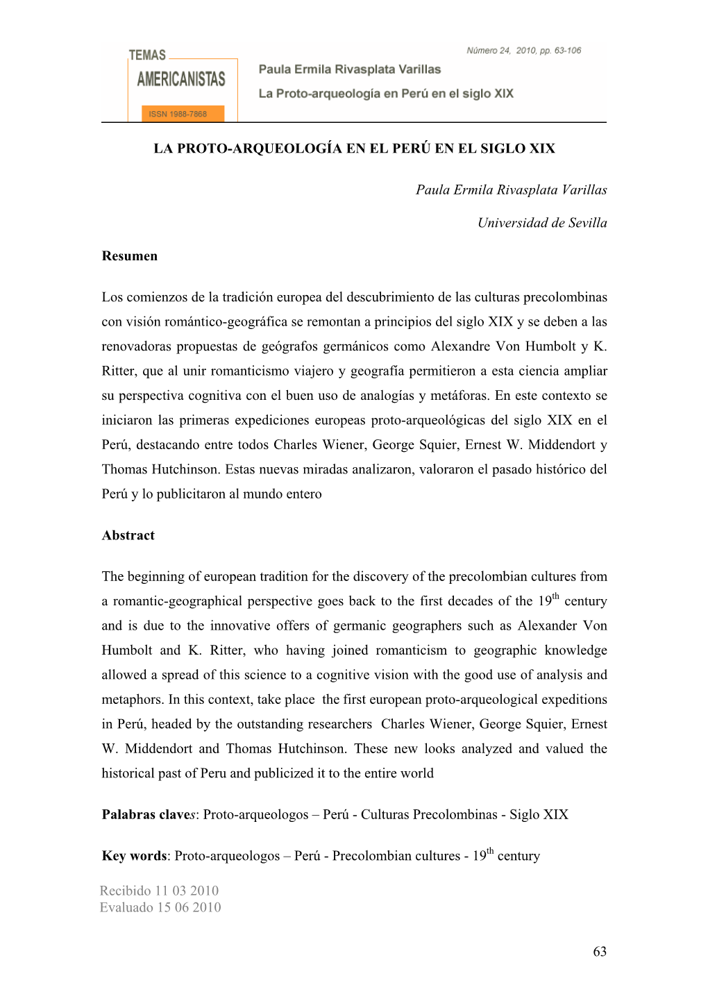 La Proto-Arqueología En El Perú En El Siglo Xix