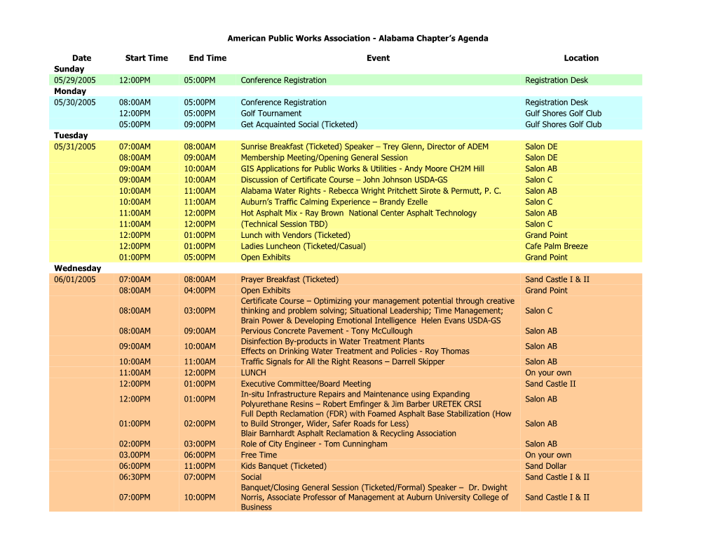 American Public Works Association - Alabama Chapter S Agenda