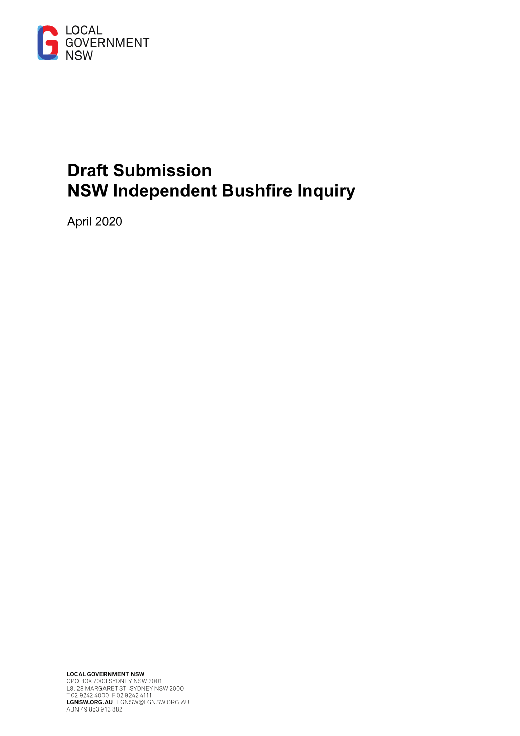 Draft Submission NSW Independent Bushfire Inquiry