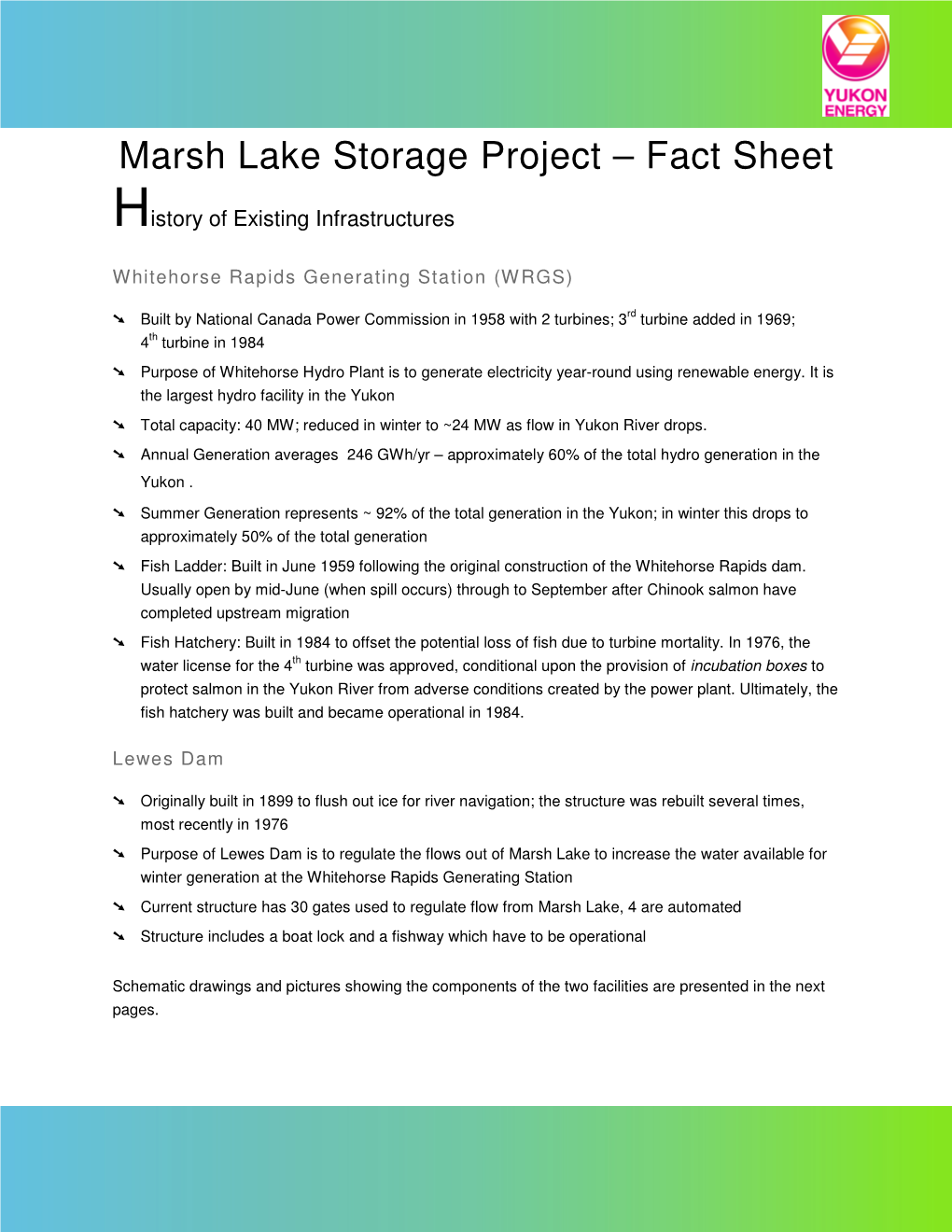 Marsh Lake Storage Project – Fact Sheet