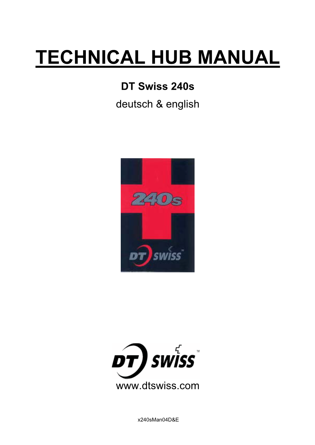 TECHNICAL HUB MANUAL DT Swiss 240S