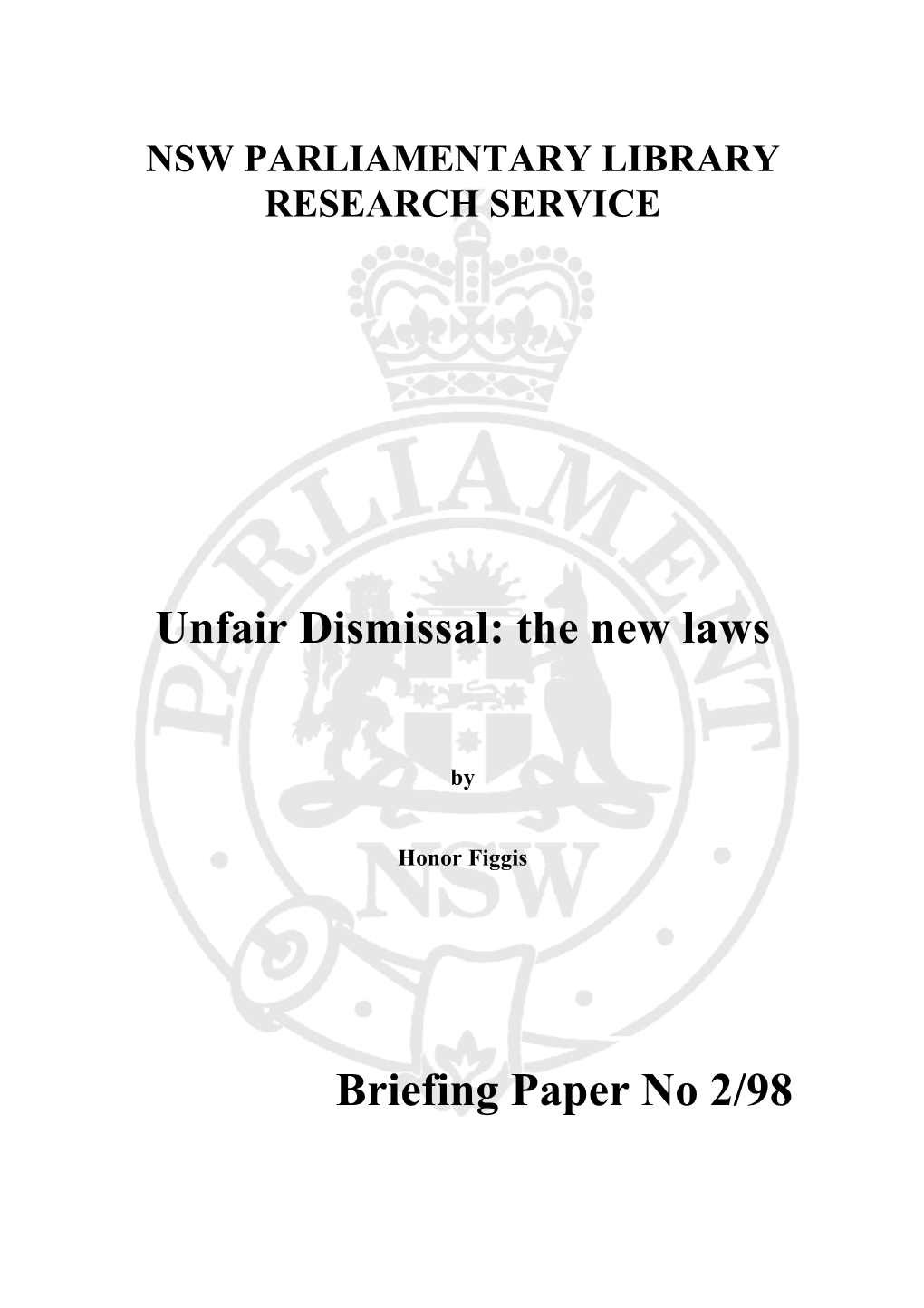 Unfair Dismissal: the New Laws