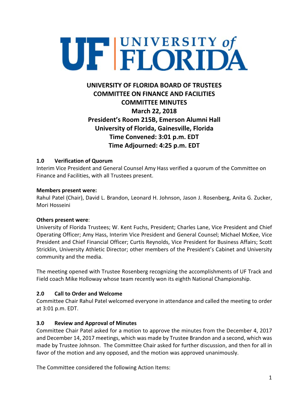 University of Florida Board of Trustees Committee On