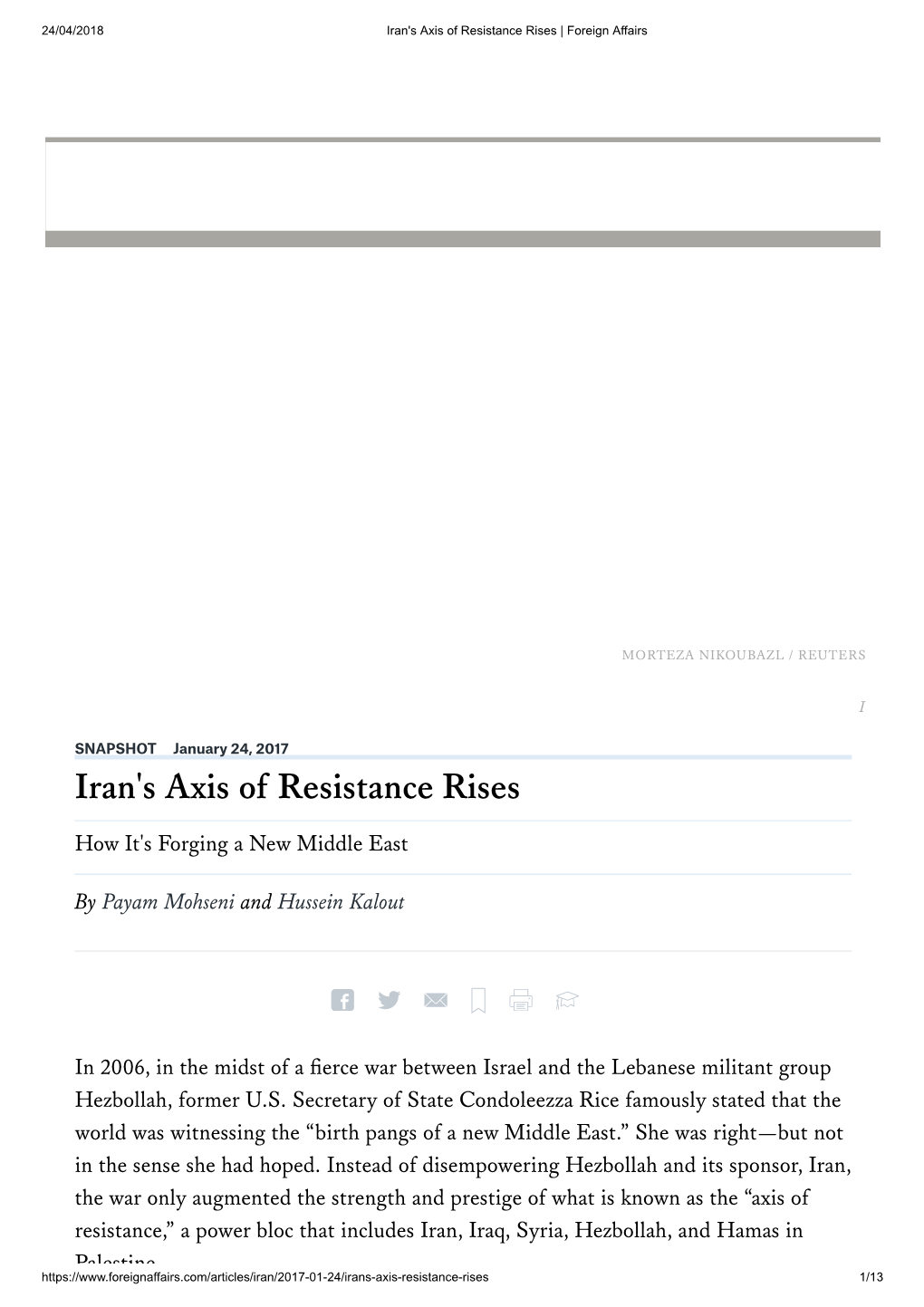 Iran's Axis of Resistance Rises | Foreign Affairs