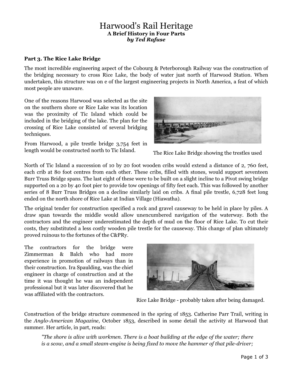 Harwood's Rail Heritage a Brief History in Four Parts by Ted Rafuse