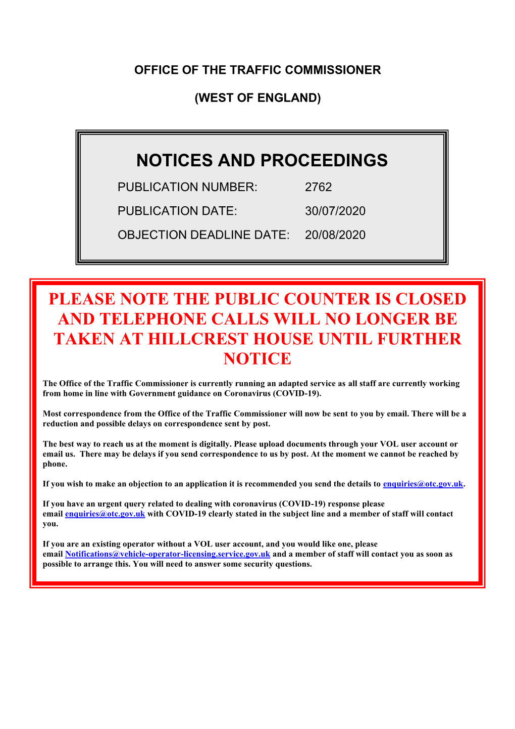 Notices and Proceedings for the West of England