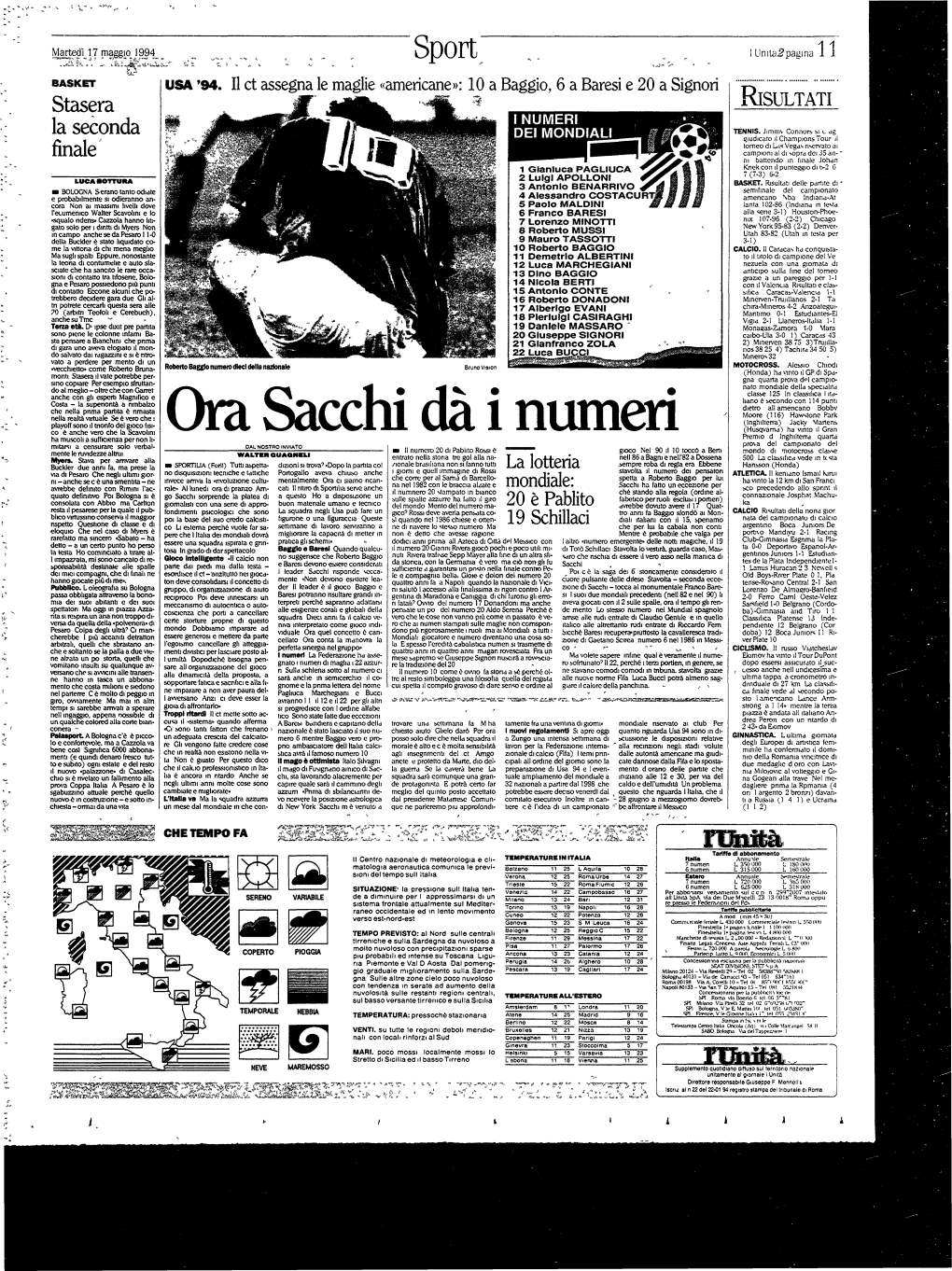 Ora Sacchi Dà I Numeri