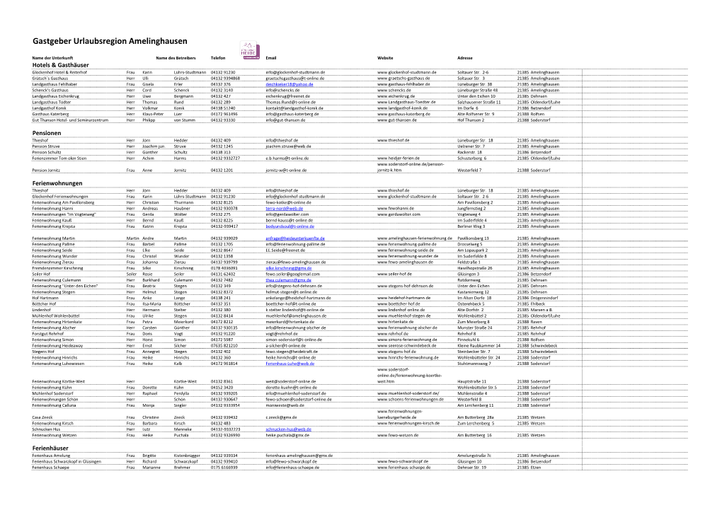 Gastgeber Urlaubsregion Amelinghausen