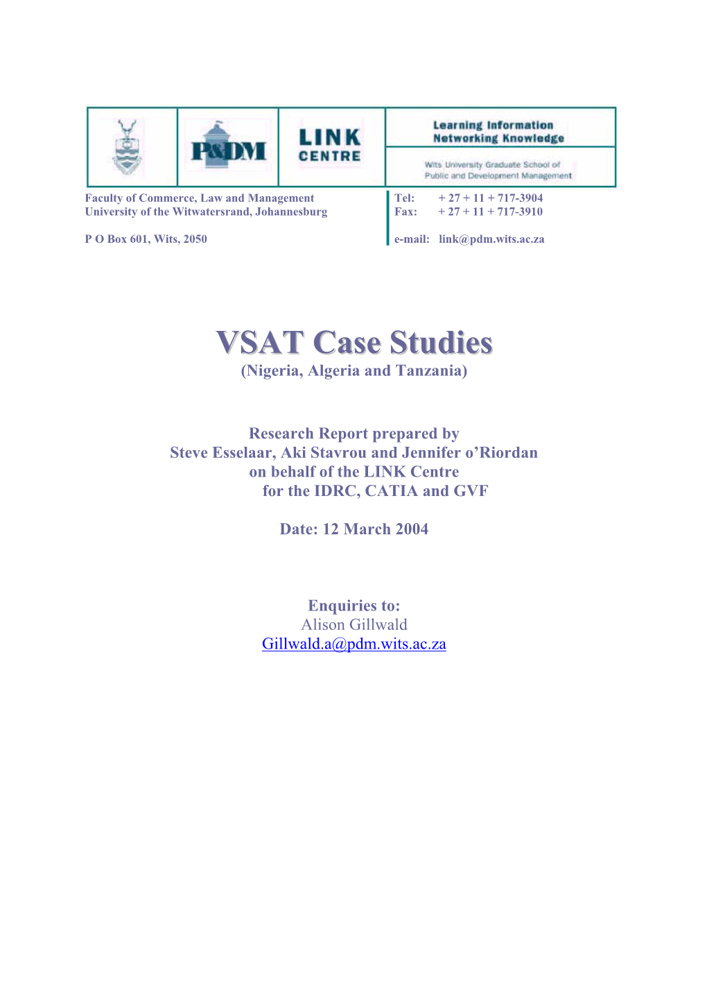 VSAT Case Studies