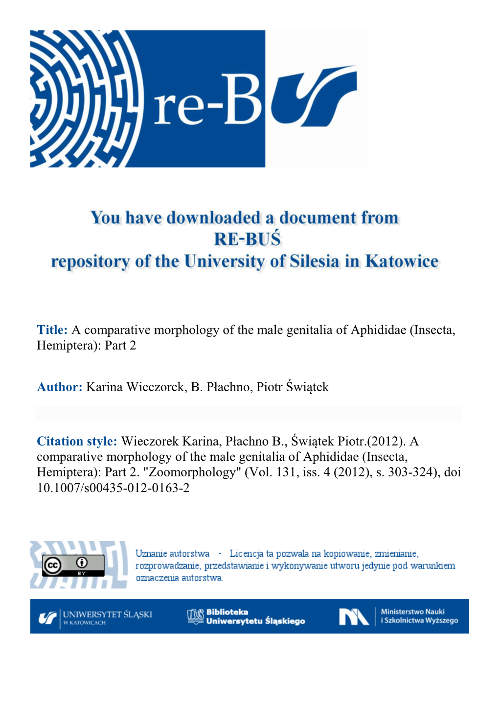 Title: a Comparative Morphology of the Male Genitalia of Aphididae (Insecta, Hemiptera): Part 2