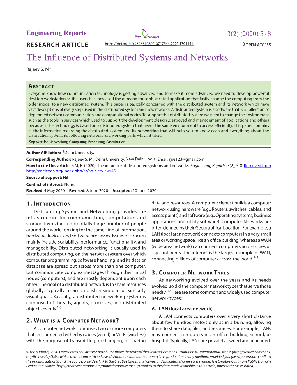 The Influence of Distributed Systems and Networks Rajeev S