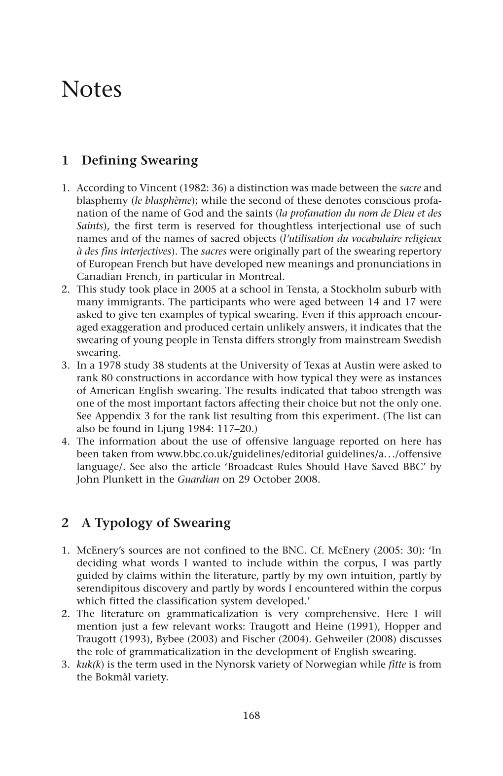 1 Defining Swearing 2 a Typology of Swearing