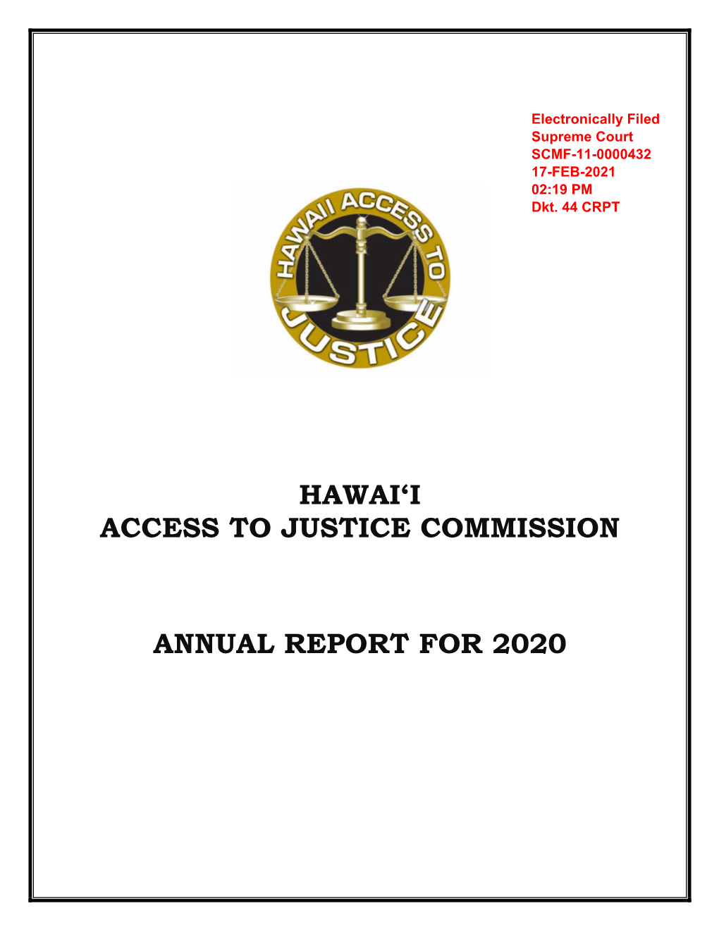 Hawai'i Access to Justice Commission Annual Report