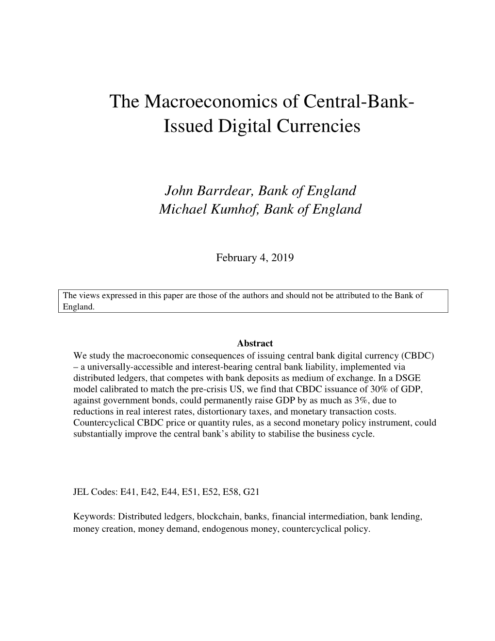 The Macroeconomics of Central-Bank- Issued Digital Currencies