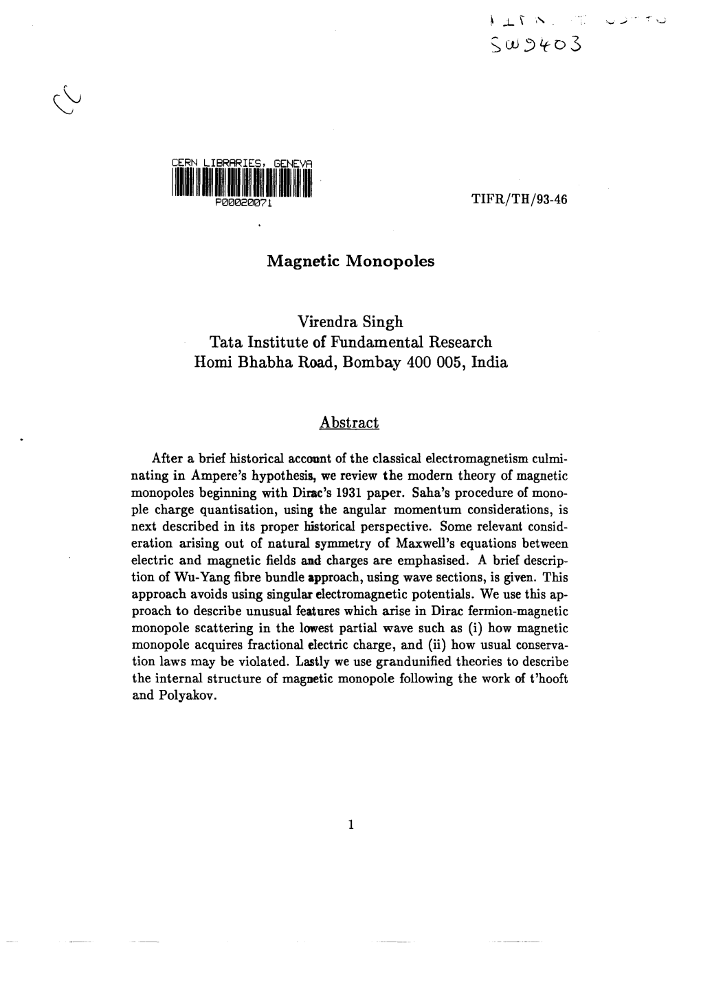 Magnetic Monopoles