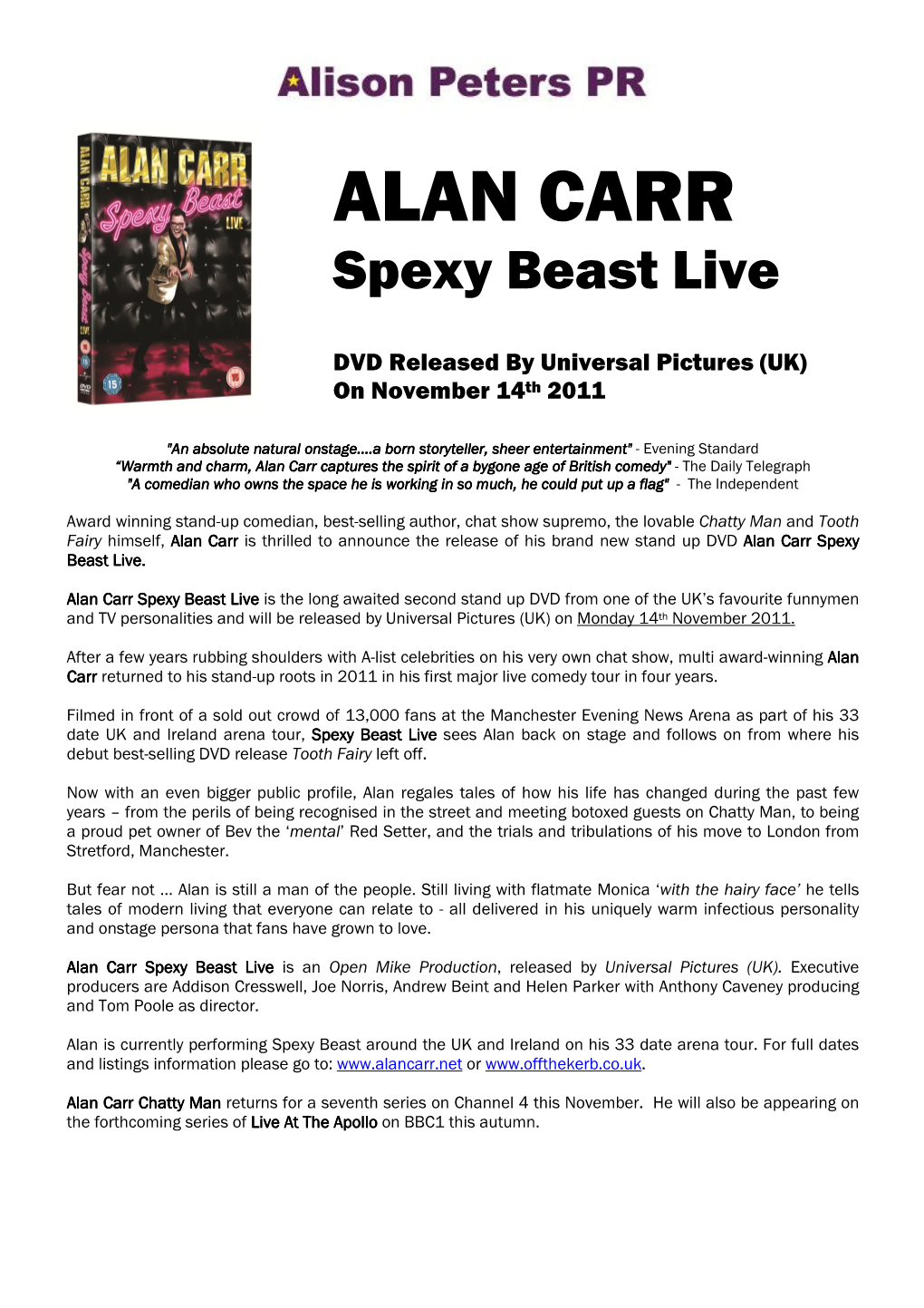 ALAN CARR Spexy Beast Live