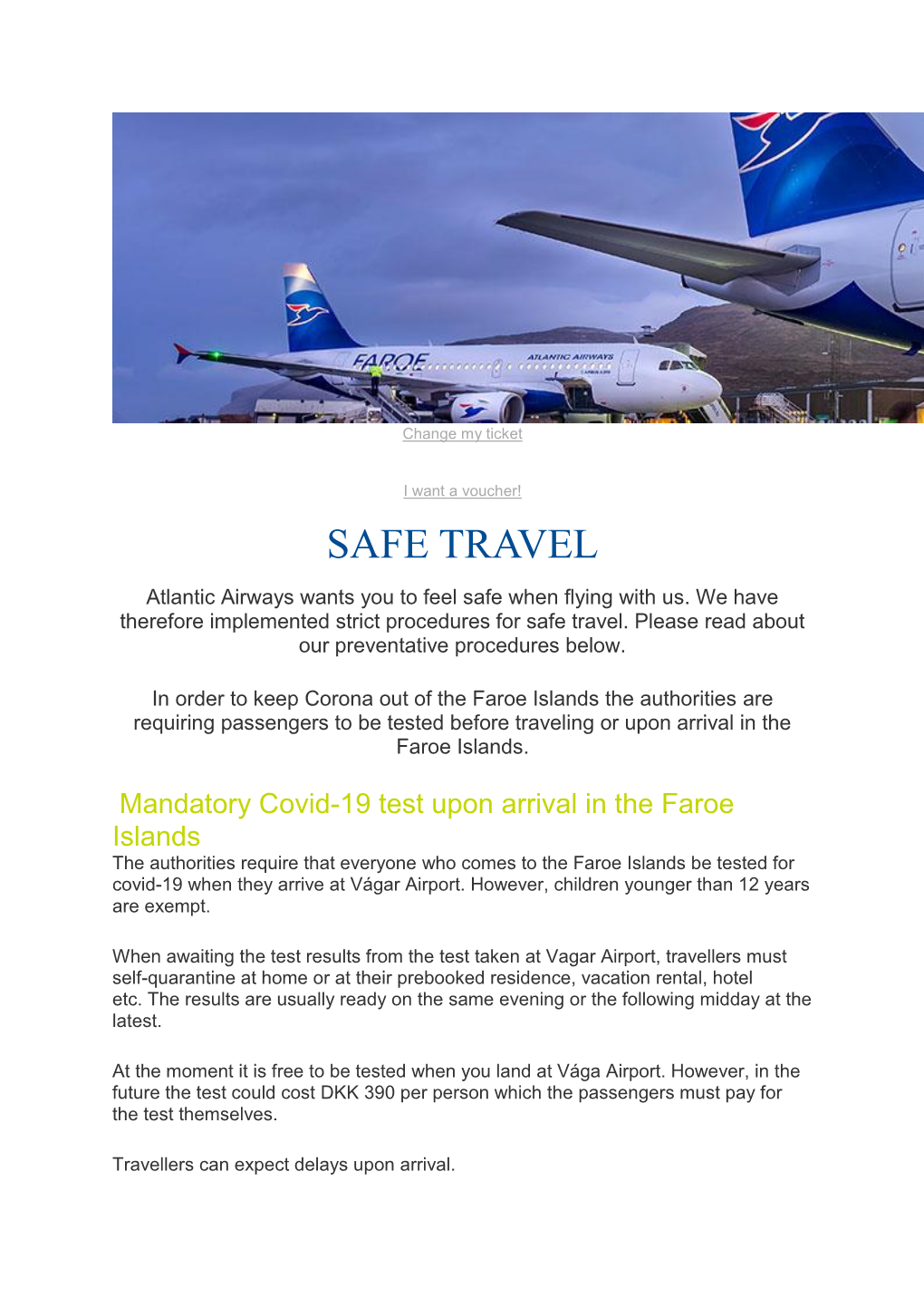 SAFE TRAVEL Atlantic Airways Wants You to Feel Safe When Flying with Us
