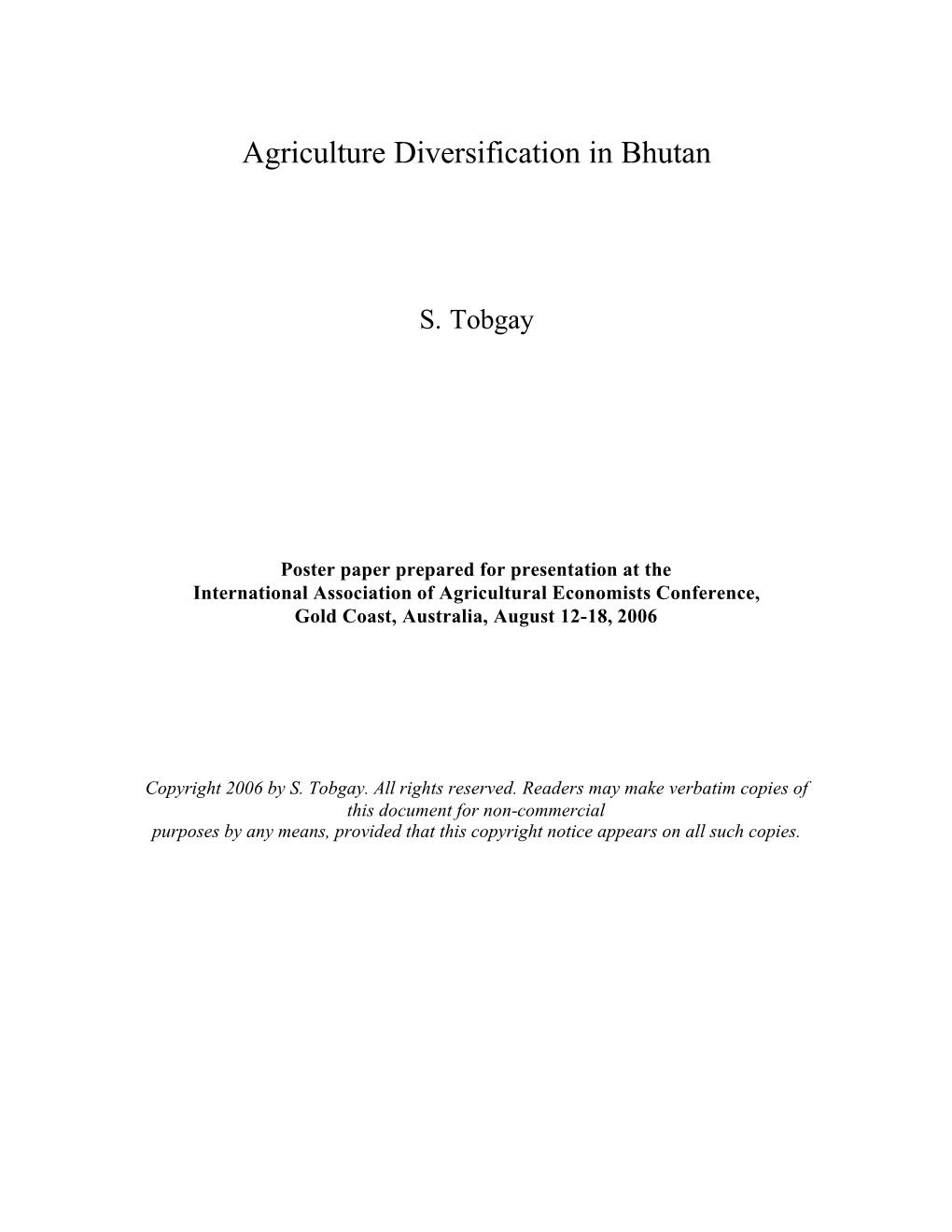 Factors Contributing to Successful Agricultural Diversification in Bhutan