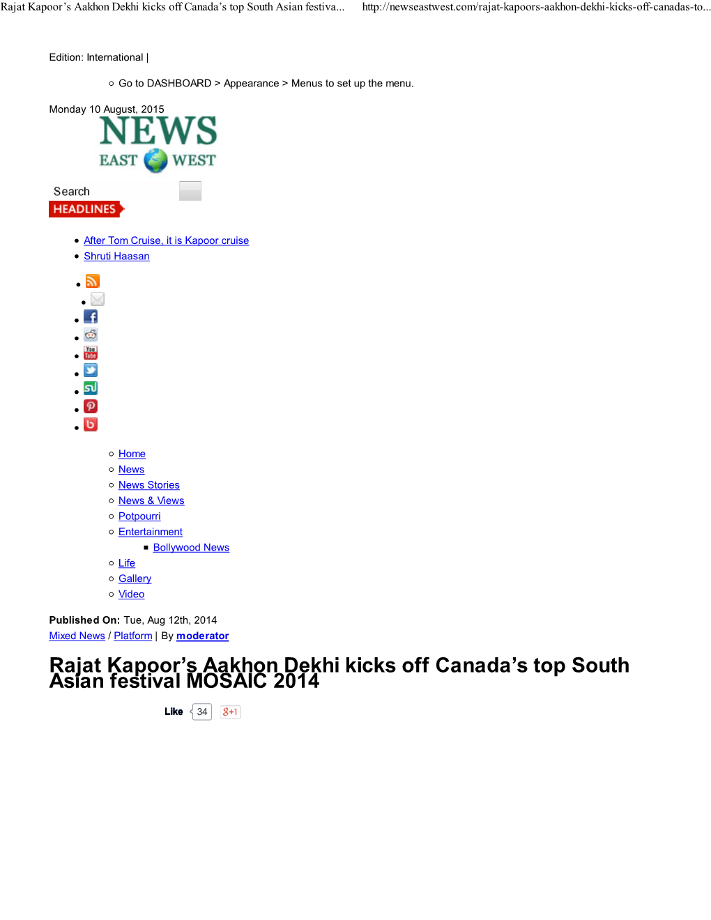 Rajat Kapoor's Aakhon Dekhi Kicks Off Canada's Top