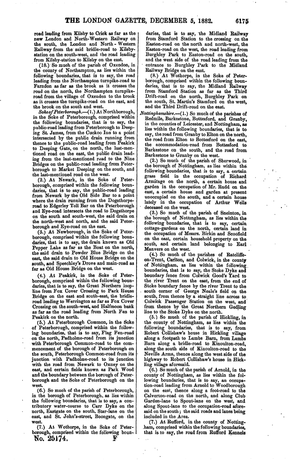 THE LONDON GAZETTE, DECEMBER 5, 1882. 6175 No