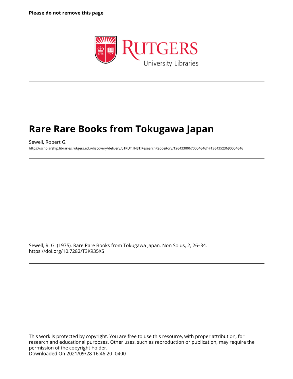Rare Rare Books from Tokugawa Japan
