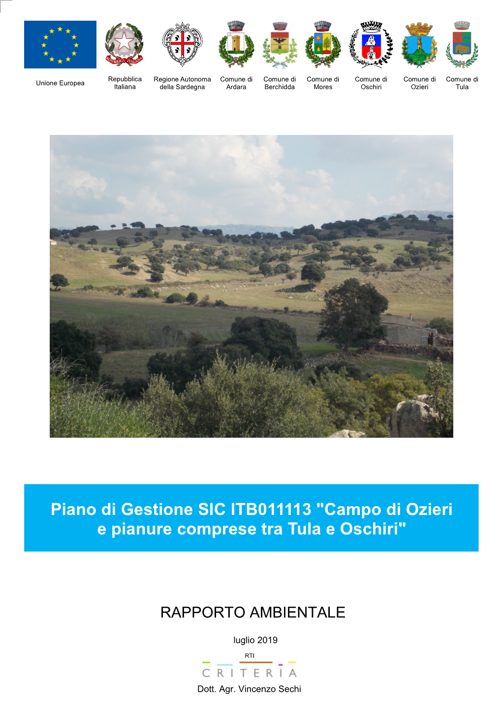 Piano Di Gestione SIC ITB011113 "Campo Di Ozieri E Pianure Comprese Tra Tula E Oschiri"