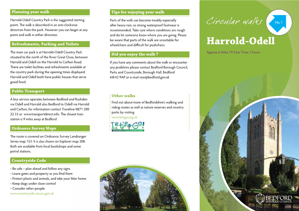 Harrold-Odell Country Park Is the Suggested Starting Parts of the Walk Can Become Muddy Especially No