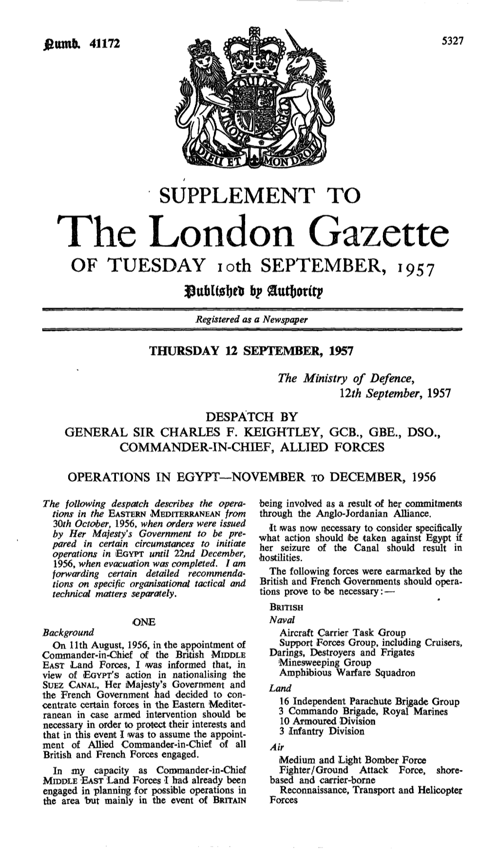 The London Gazette of TUESDAY Ioth SEPTEMBER, 1957 Bj> Sutfcotttp