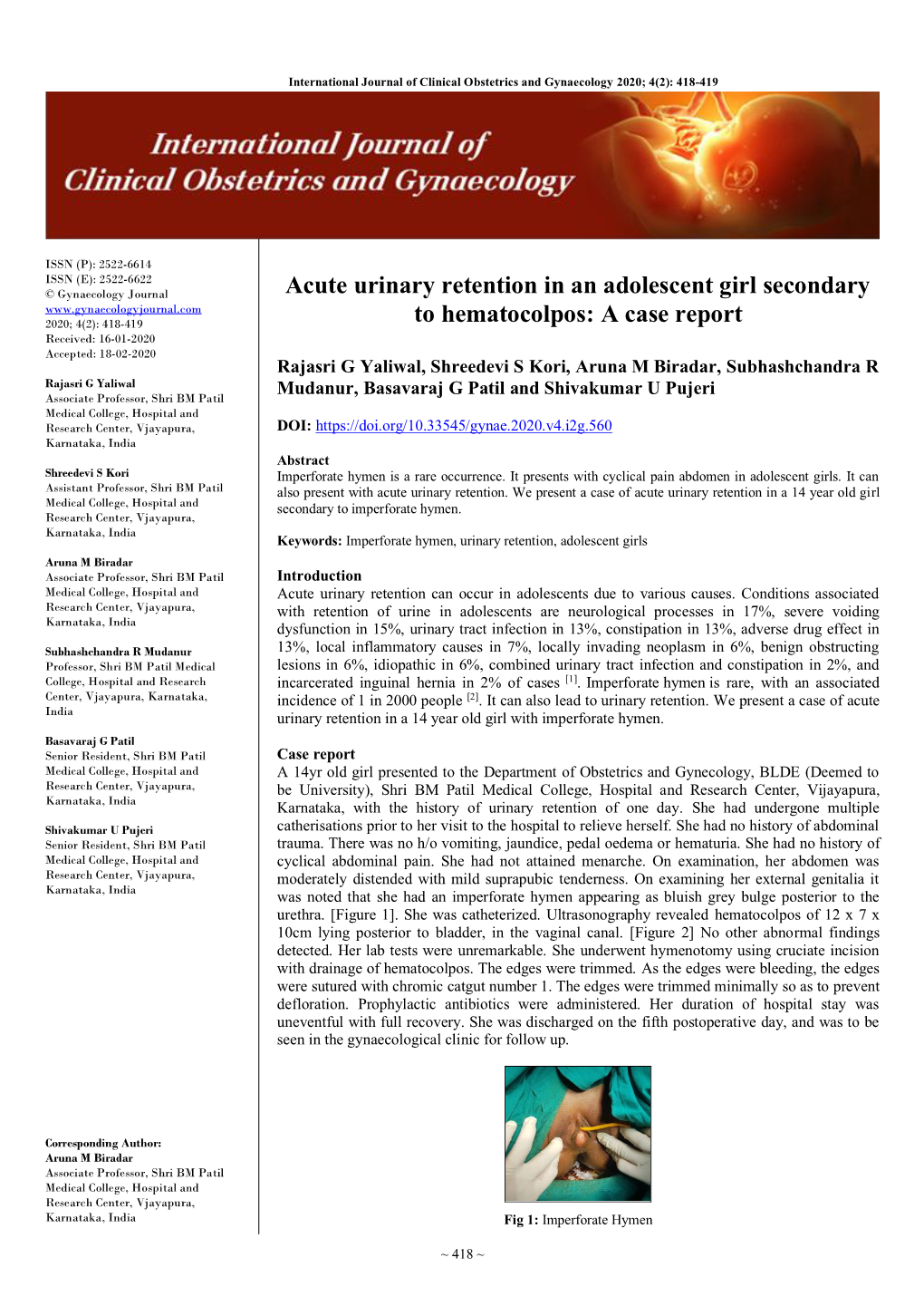 Acute Urinary Retention in an Adolescent Girl Secondary to Hematocolpos