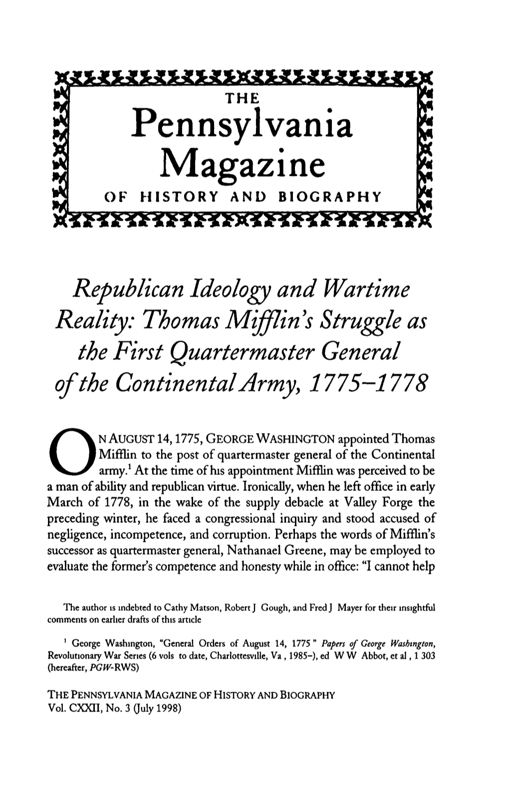 Pennsylvania Magazine of HISTORY and BIOGRAPHY