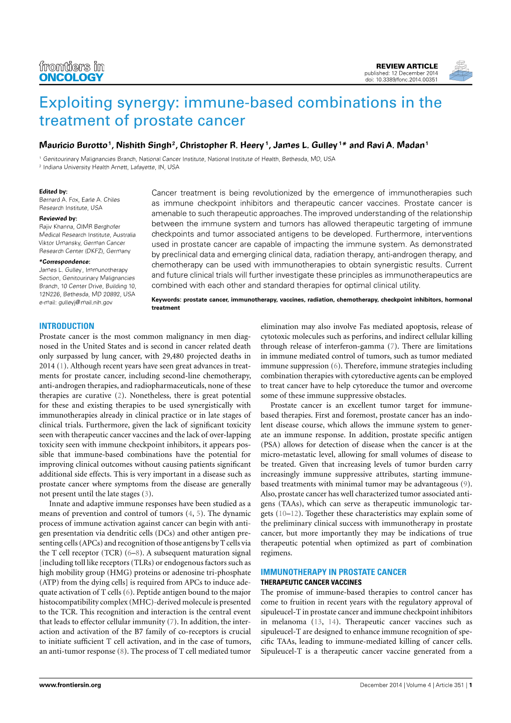 Immune-Based Combinations in the Treatment of Prostate Cancer