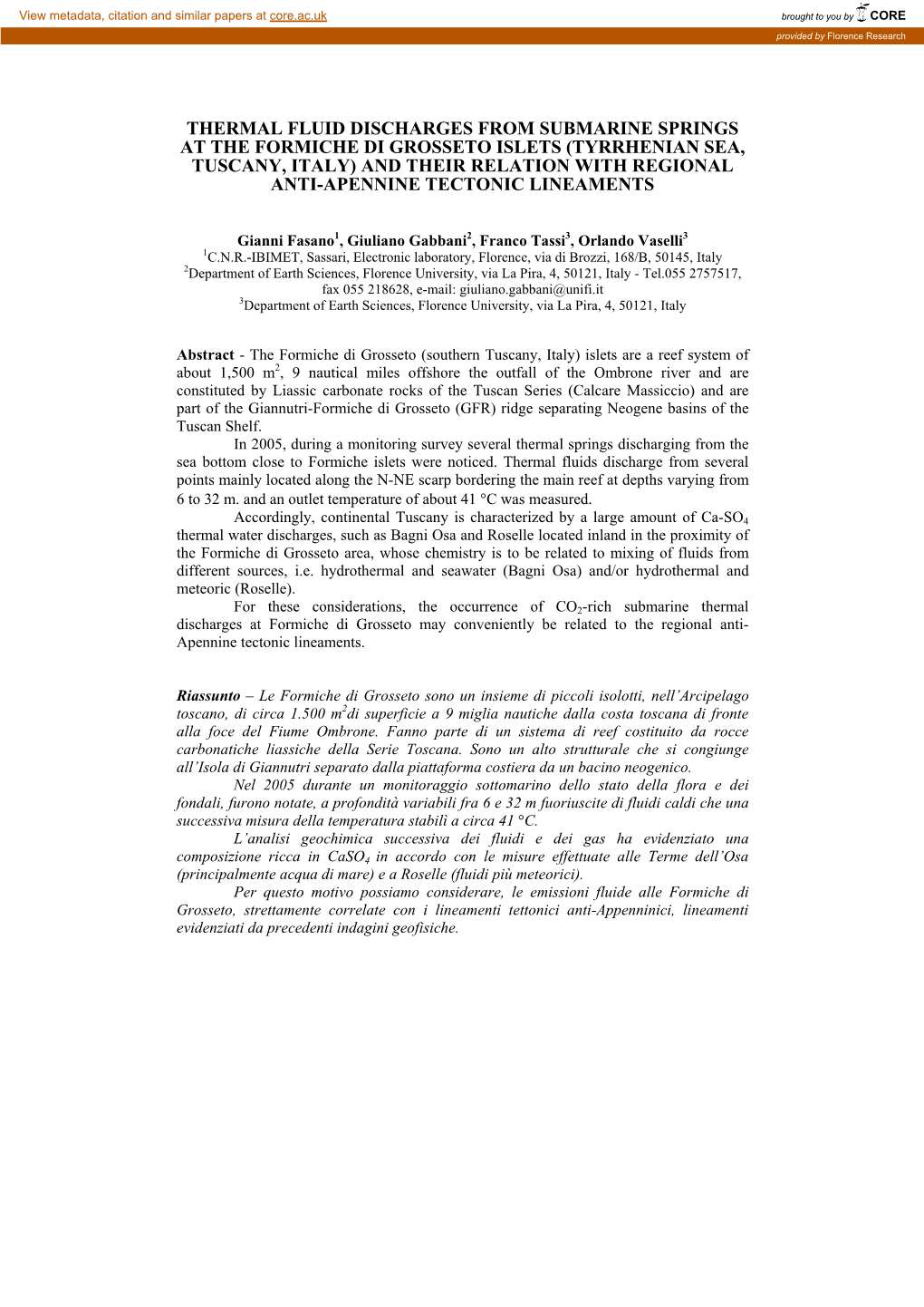 Thermal Fluid Discharges from Submarine