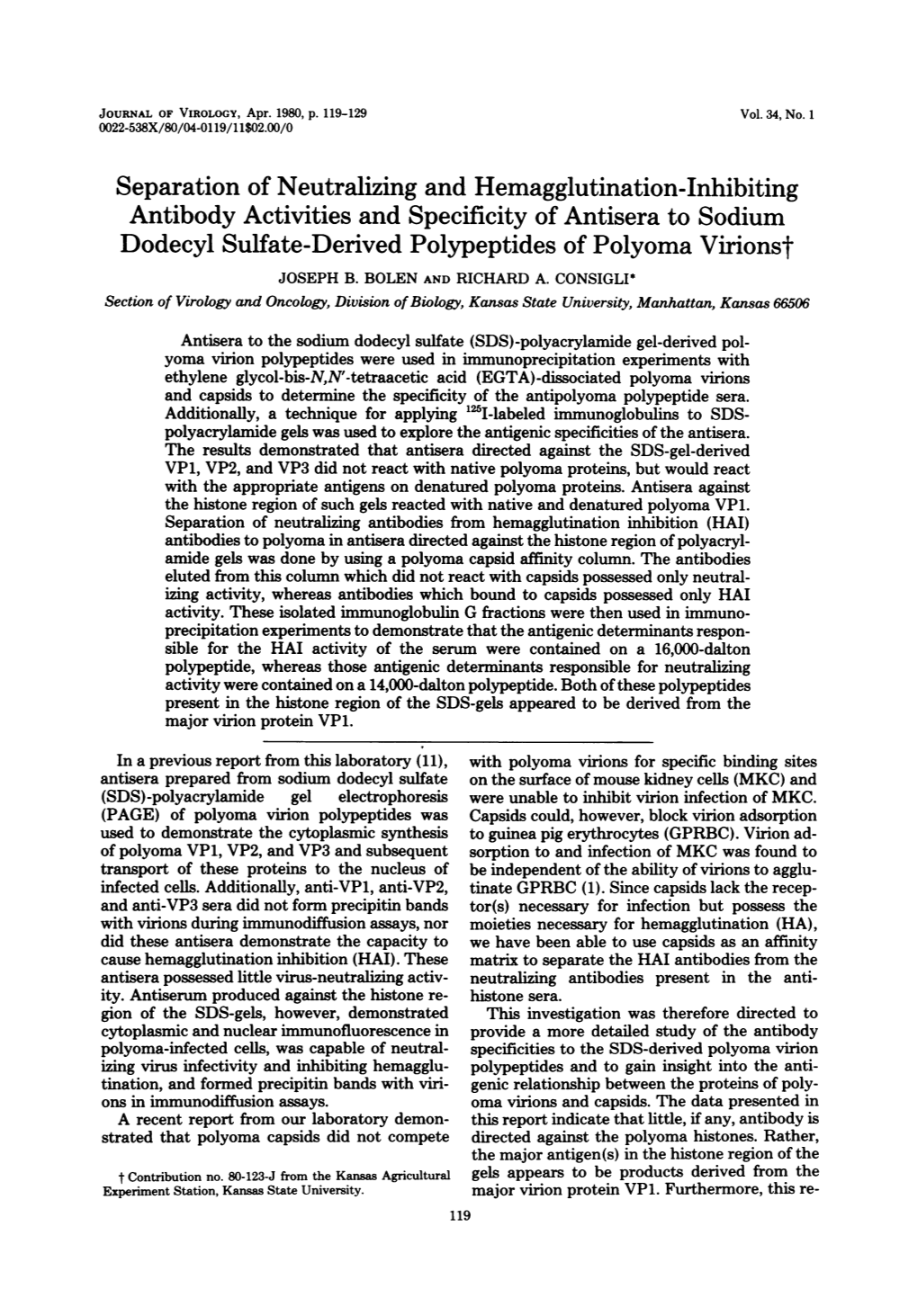 Dodecyl Sulfate-Derived Polypeptides of Polyoma Virionst JOSEPH B