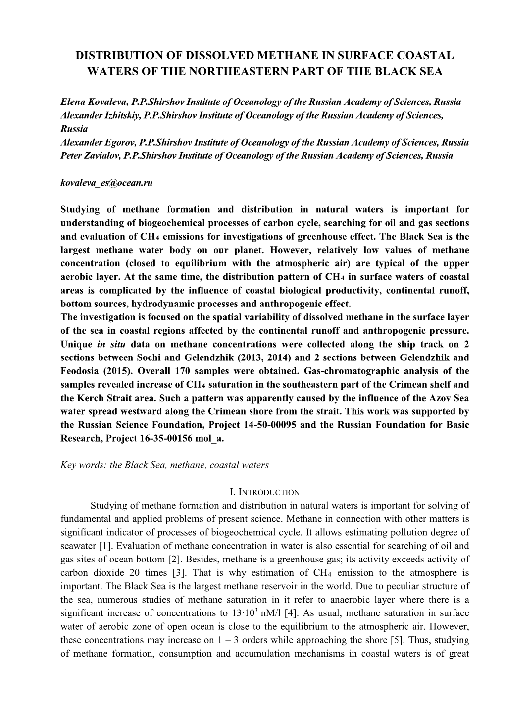 Distribution of Dissolved Methane in Surface Coastal Waters of the Northeastern Part of the Black Sea