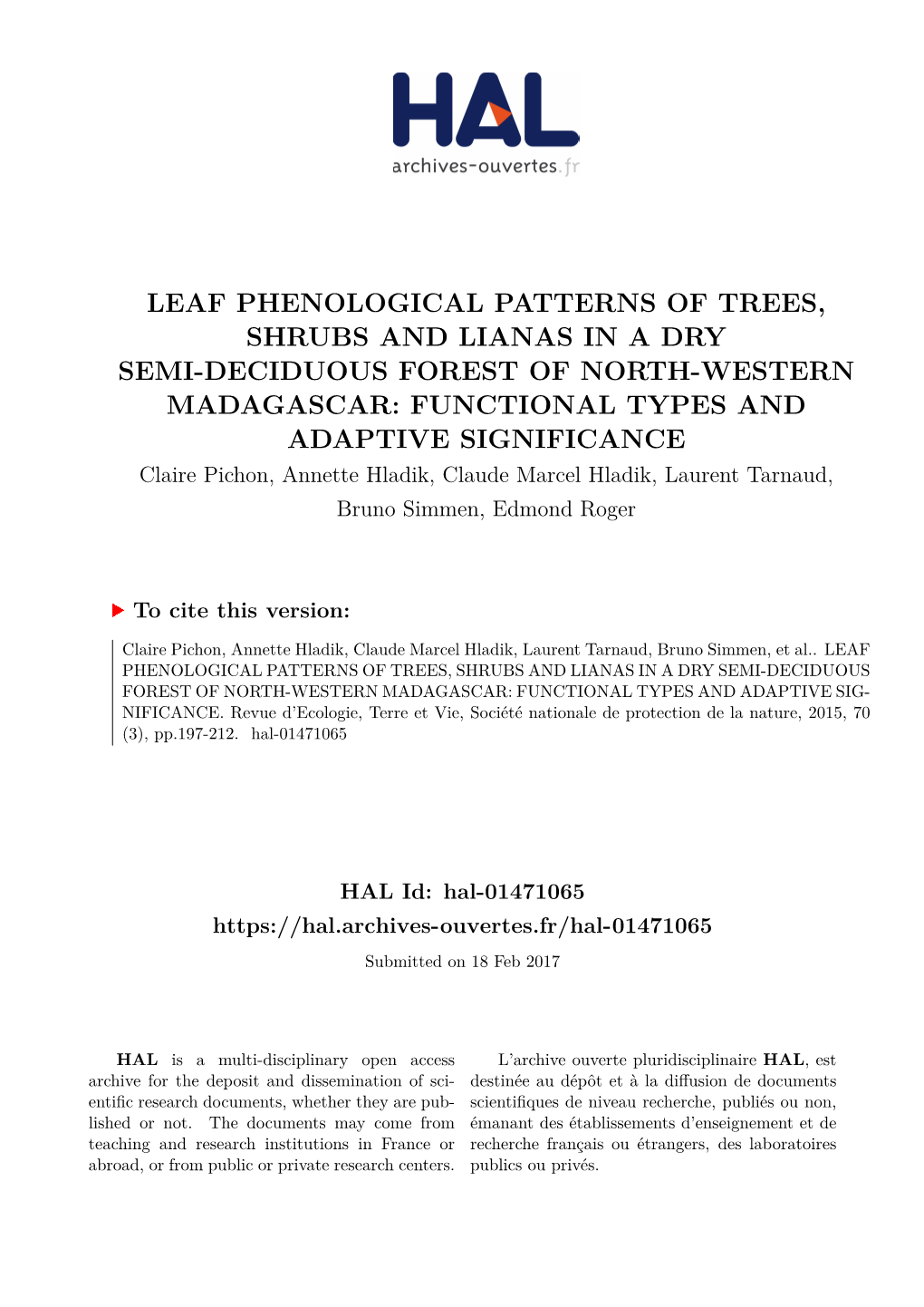 Leaf Phenological Patterns of Trees