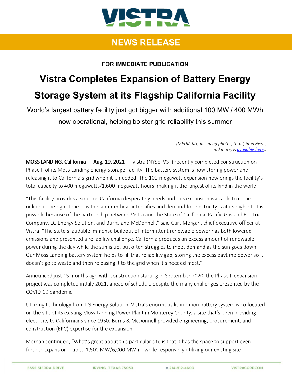 Vistra Moss Landing Phase II Complete