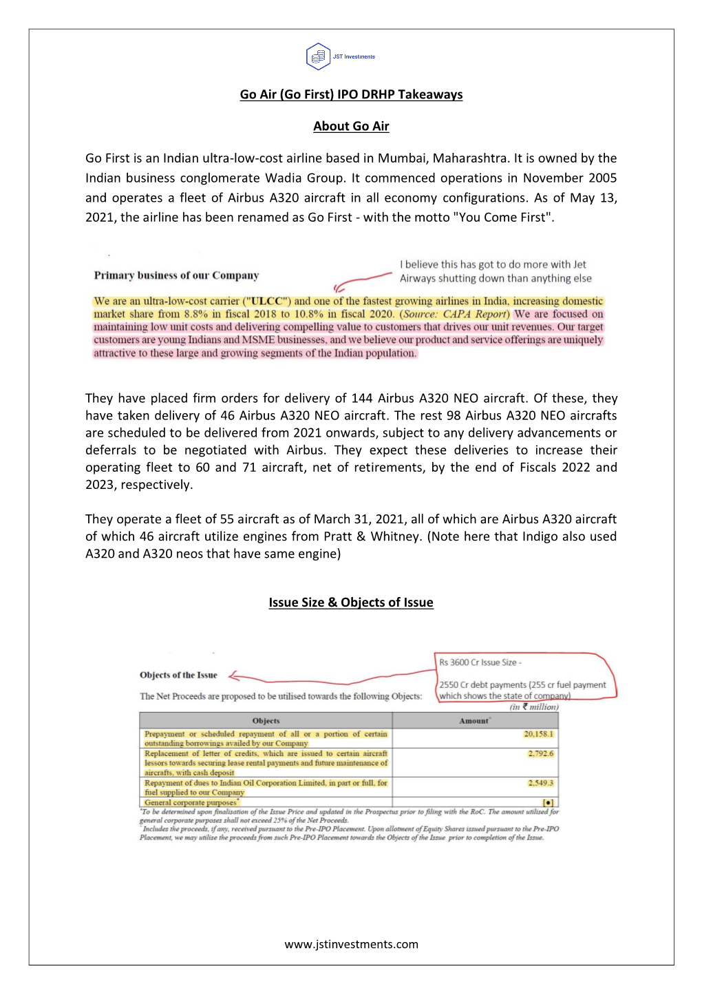 Go Air (Go First) IPO DRHP Takeaways