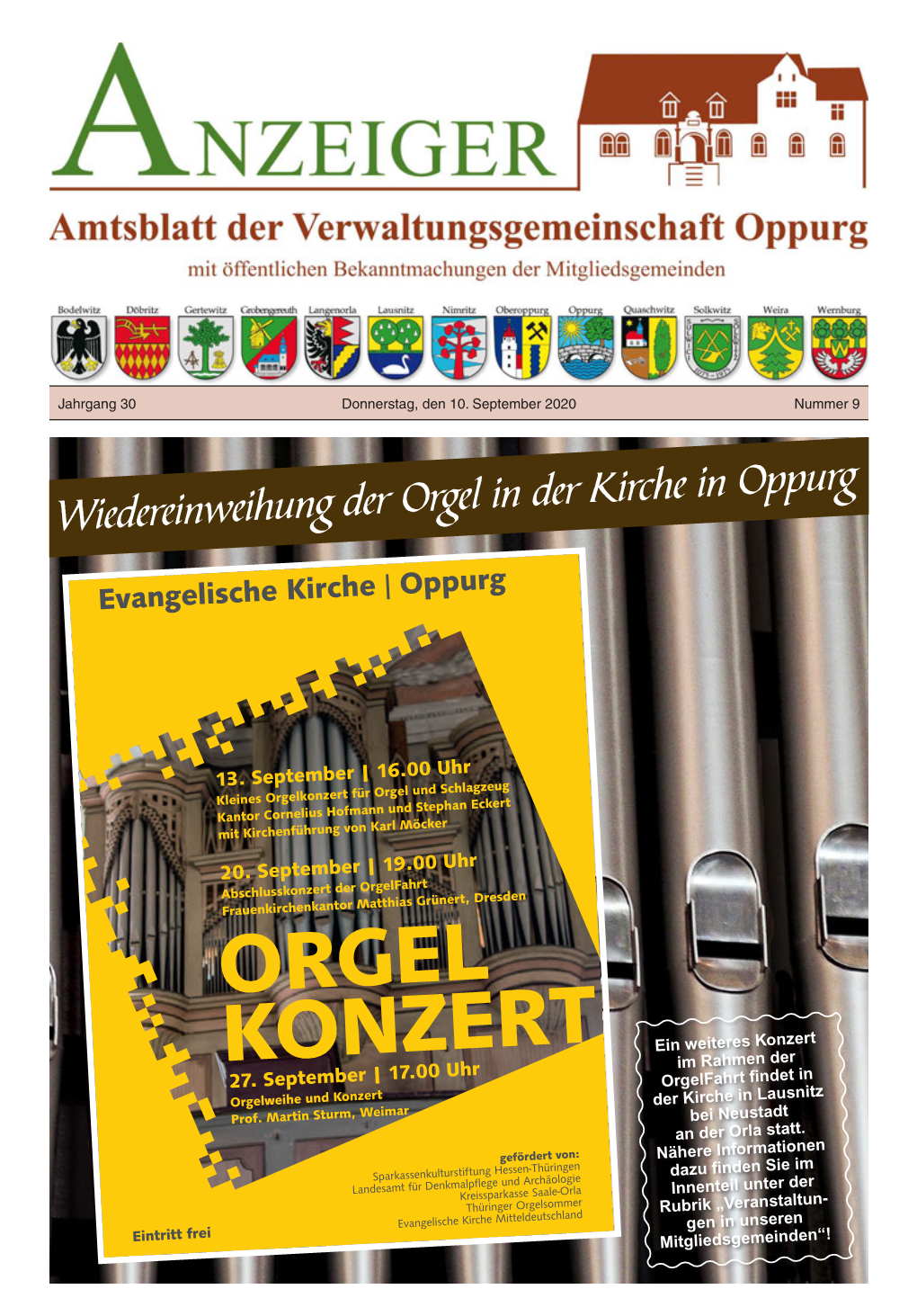 Wiedereinweihung Der Orgel in Der Kirche in Oppurg