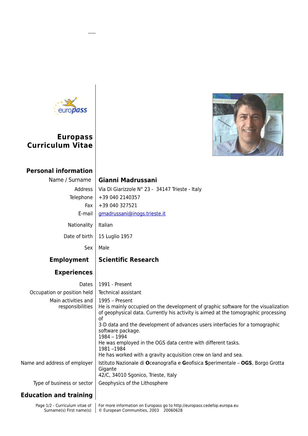 Europass Curriculum Vitae