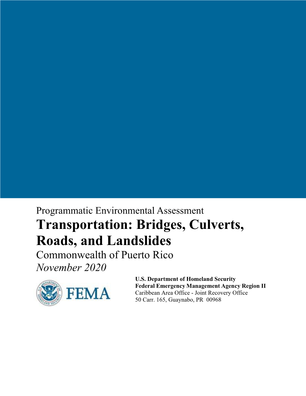 Transportation Programmatic Environmental Assessment